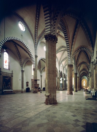 Vue intérieure de la basilique Santa Maria Novella - Italian School