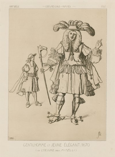 Gentilhomme italien et jeune homme élégant, 1670 - Italian School