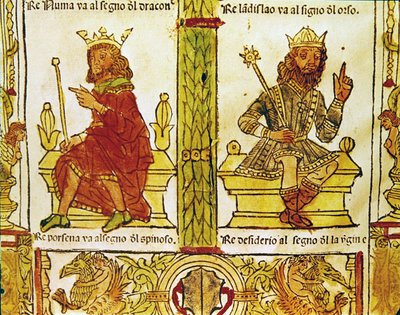 Roi Porsenna et roi Desiderius, du Livre du Destin par Lorenzo Spirito Gualtieri - Italian School