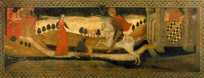 Chevalier tuant un dragon en présence d