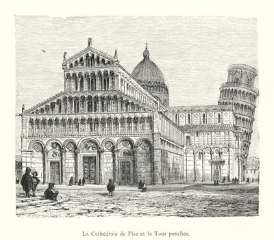 La Cathédrale de Pise et la Tour penchée (gravure) - Italian School