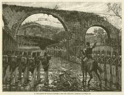 La Fucilazione dei Fratelli Bandiera e Dei Loro Compagni a Cosenza il 25 Luglio 1844 (gravure) - Italian School
