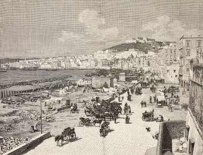 La Marinella, Naples, Italie, gravure de Sabattini d