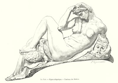 La Nuit, Figure allégorique, Tombeau des Medicis - Italian School