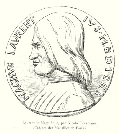 Laurent le Magnifique, par Nicolo Fiorentino, Cabinet des Médailles de Paris (gravure) - Italian School