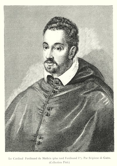 Le Cardinal Ferdinand de Médicis, plus tard Ferdinand Ier, Par Scipione di Gaeta, Collection Pitti (gravure) - Italian School