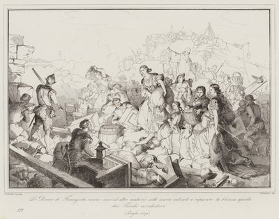Les femmes de Famagouste apportent des pierres et d