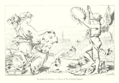 Le Génie de Florence, Dessin de M Claudius Popelin (gravure) - Italian School