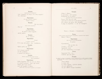 Libretto de Tosca, Édition Ricordi, Italie - Italian School