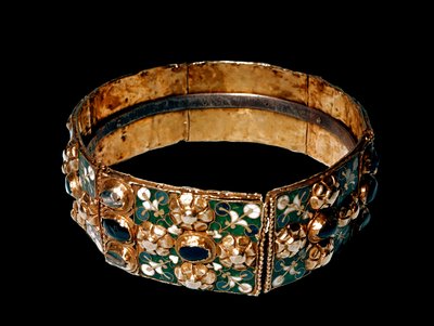 Art lombard : Couronne de fer de Lombardie en or, fer, émaux et pierres précieuses. Le cercle métallique à l