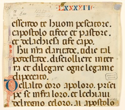 MS McClean folio 201.4 v Lauda pour Saint Pierre - Italian School