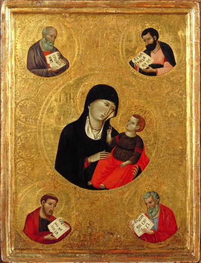 Madone et enfant avec les quatre évangélistes - Italian School