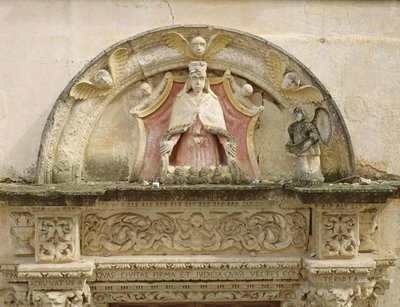 Madonna della Misericordia, détail de la lunette du portail - Italian School