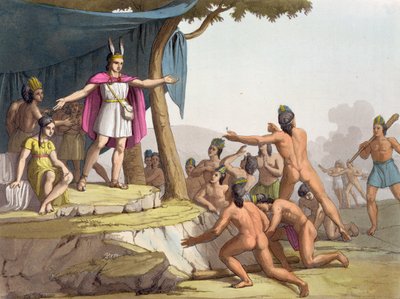 Manco Capac et la reine Mama Ocllo rassemblent les sauvages, c.1820 - Italian School