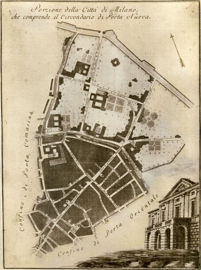 Plan de Milan, Porta Nuova, vers 1784 - Italian School