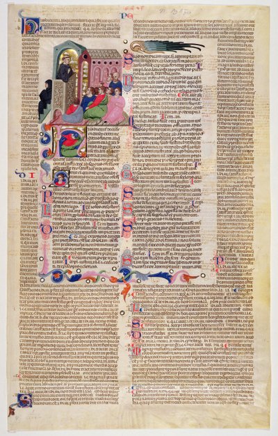 Marlay Cutting IT.11: Feuille avec miniature du Décret de Gratien montrant un moine prêchant à une congrégation d