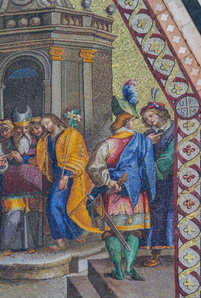Mariage de la Vierge, mosaïque, cuspide supérieure de la façade de la cathédrale d