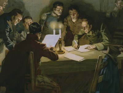 Réunion des premiers partisans résistant aux occupants, naissance des Carbonari, illustration d