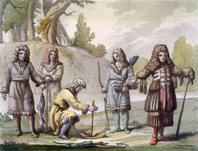 Hommes du Kamtchatka, extrême-orient russe, vers 1820-1830 - Italian School