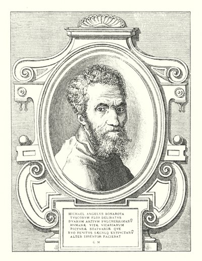 Michael Angelus Bonarota Tuscorum Flos Delibatus Duarum Artium Pulcherrimaru Humanae Vitae Vicariarum Picturae Statuariae Que Suo Penitus Saeculq Extinctaru Alter Inventor Faciebat - Italian School