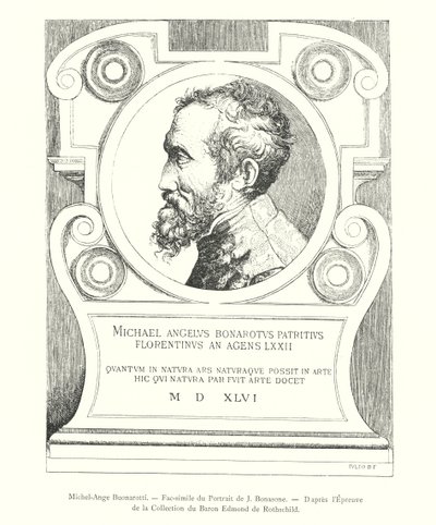 Michel-Ange Buonarotti, Fac-similé du Portrait de J Bonasone, D
