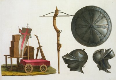 Charrette milanaise, arbalète et armure, planche 17 de Le Costume Ancien et Moderne, par Jules Ferrario - Italian School
