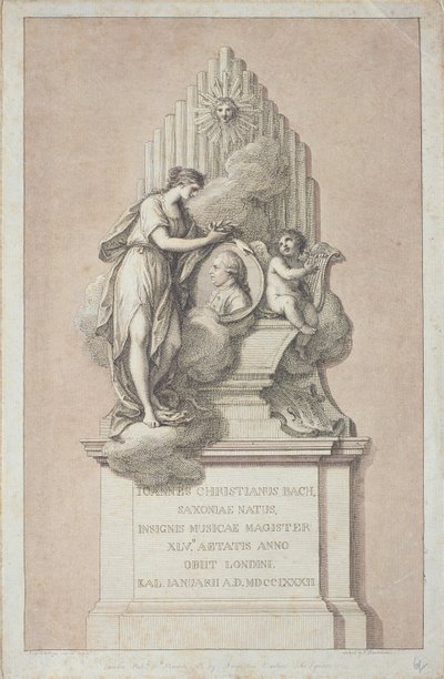 Monument à Johann Christian Bach (1735-1782) gravé par Francesco Bartolozzi (1727-1815) 1782 - Italian School