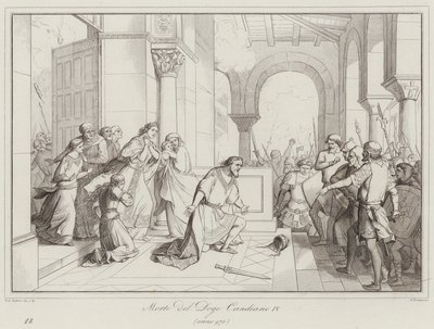 Mort du Doge Candiano IV, 976 (gravure) - Italian School