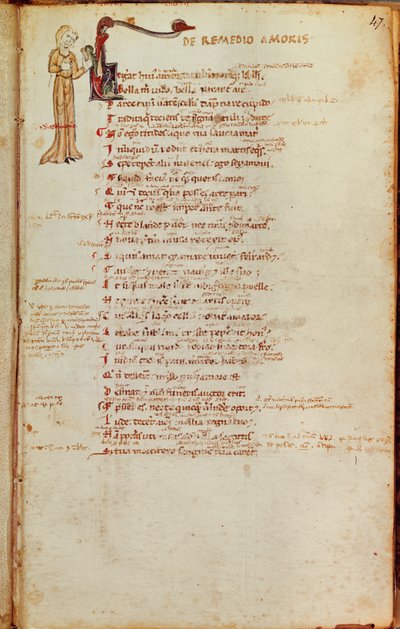 Page de texte avec une initiale historiée, de L