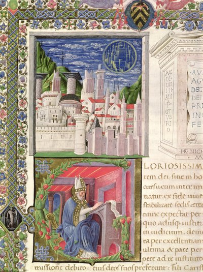 Vue de Rome comme la Cité de Dieu, et Saint Augustin écrivant, de 