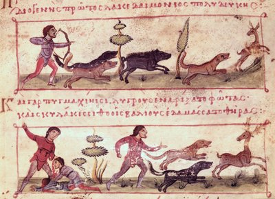 Chasse au cerf, illustration de la Cynegetica par Oppien - Italian School