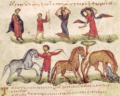 Ms Grec 479 Entraîneurs de chevaux, illustration tirée de l
