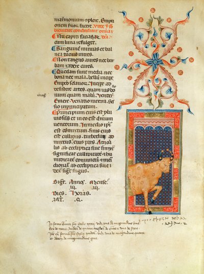Ms Latin 7272 fol 113 Page de calendrier illuminée pour avril - Italian School