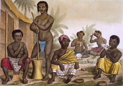 Autochtones de la tribu Muchicongo, près de Luanda, Congo, Vol II, vers 1820-30 - Italian School