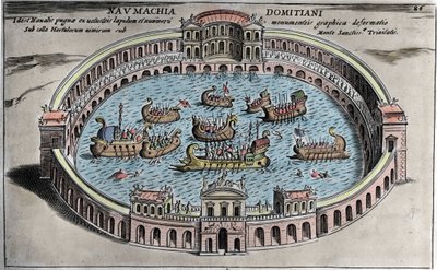 Naumachie, combat naval dans un amphithéâtre à Rome - Italian School