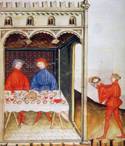 Nova 2644 Fol.53r Dégustation de blé bouilli, du Tacuinum Sanitatis Codex Vindobonensis - Italian School