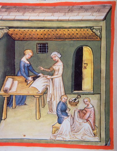 La boutique des tailleurs : Vêtements de lin, de Tacuinum Sanitatis - Italian School