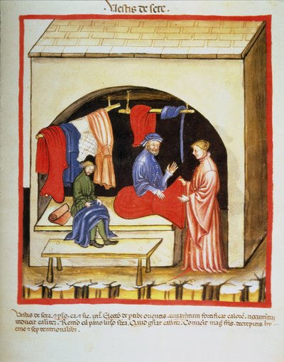 La boutique des tailleurs : Vêtements de soie, de Tacuinum Sanitatis - Italian School