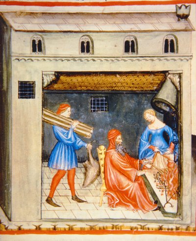 Hiver : Devant le feu, de Tacuinum Sanitatis - Italian School