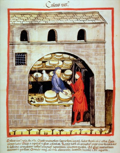 Vente de fromage affiné, de Tacuinum Sanitatis - Italian School