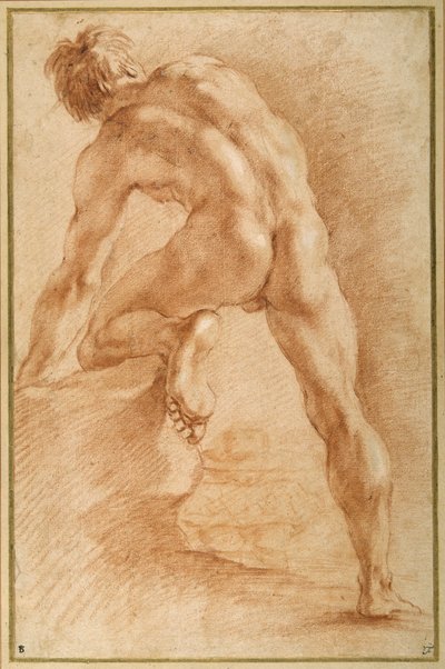 Homme nu vu de dos, fin du XVIIe siècle - Italian School