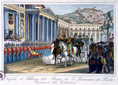 Serment de la Constitution italienne, Piazza di San Francesco di Paola, Naples, 24 février 1848 - Italian School