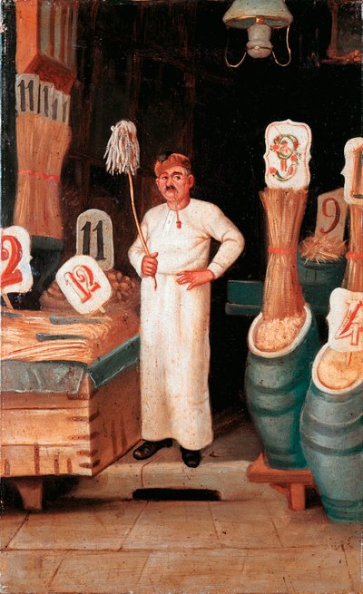 Vieux métier : la boutique du vendeur de pâtes. Détrempe anonyme. 19ème siècle - Italian School