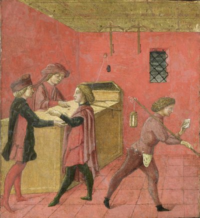 Paiement des salaires aux gardiens de nuit dans la Camera del Comune de Sienne, 1440-60 - Italian School