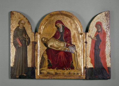 Pietà avec Saint François et Marie-Madeleine, 14ème siècle - Italian School