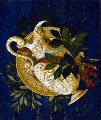 Pichet et feuilles (marqueterie de marbre incrusté) - Italian School