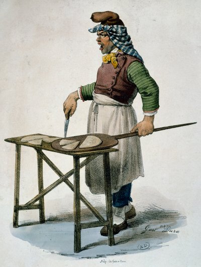 Pizzaiolo, vers 1820, gravure, Italie - Italian School