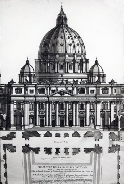 Plan de Saint-Pierre, Rome, gravé par Alessandro Specchi - Italian School