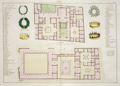 Plans de la Maison du Questeur et de la Maison du Faune, Pompéi, planche 25A, classe 5 de la Partie I de L