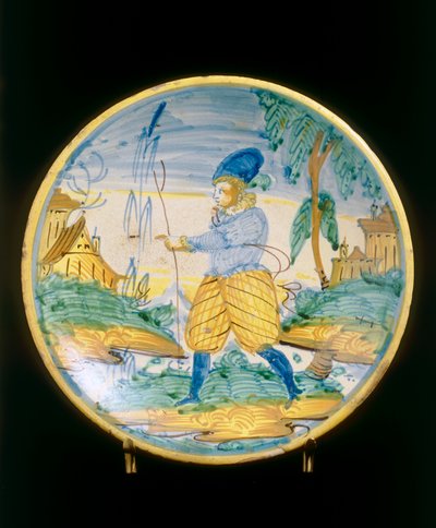Assiette avec une jeune figure, manufacture de Montelupo - Italian School